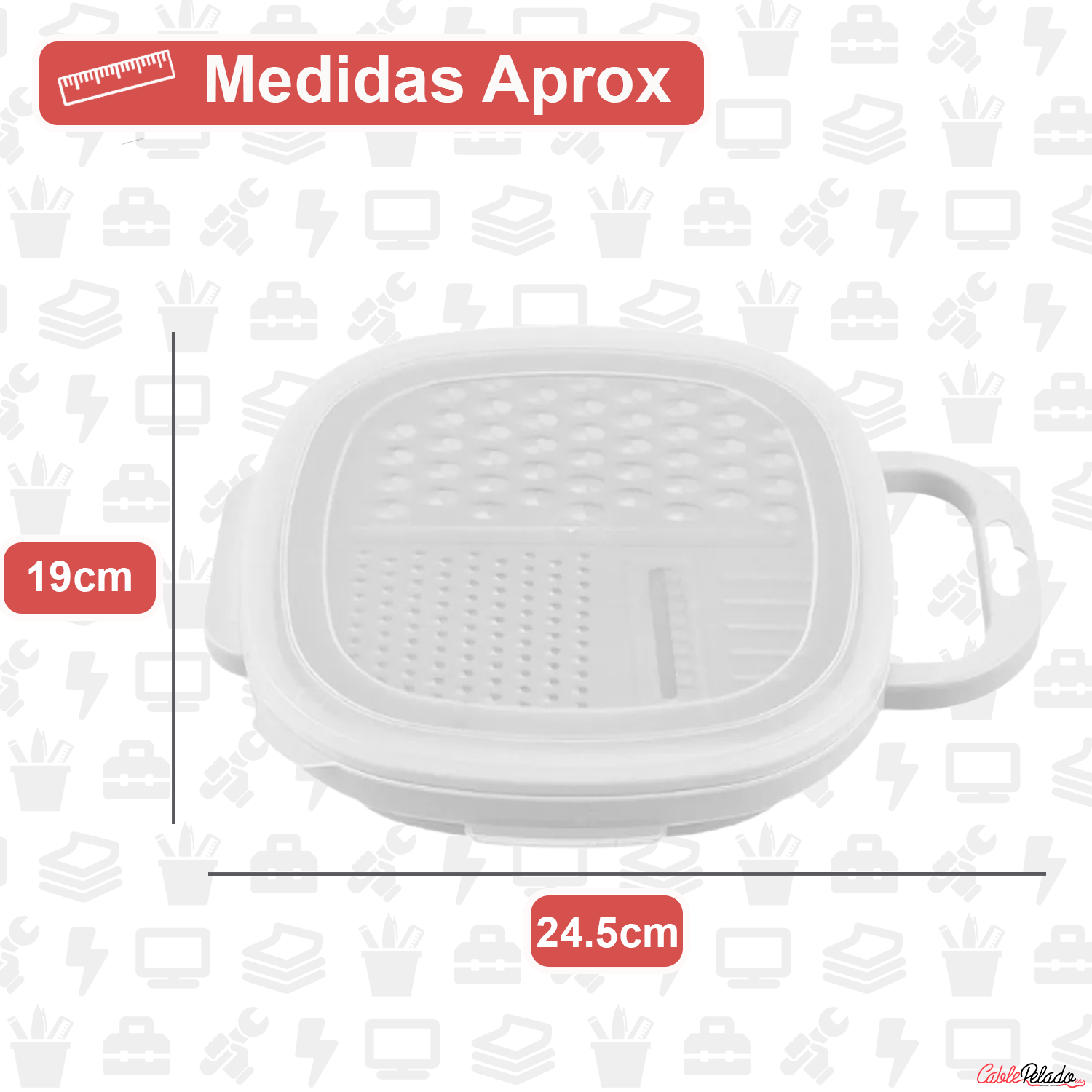 Rallador De Cocina Con Deposito Y Tapa  Blanco
