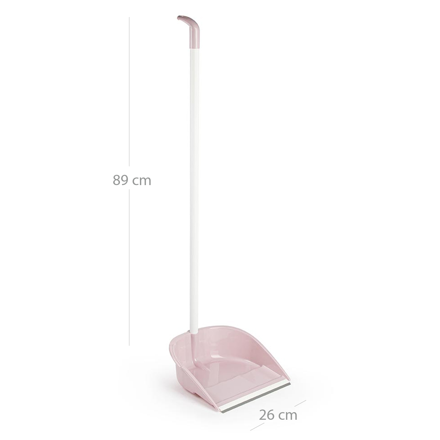 Recogedor plástico engomado con palo 89 cm  Rosa claro