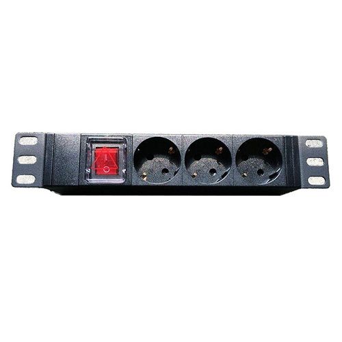 Regleta de enchufes rack 10 de 3 schuko con interruptor  Negro
