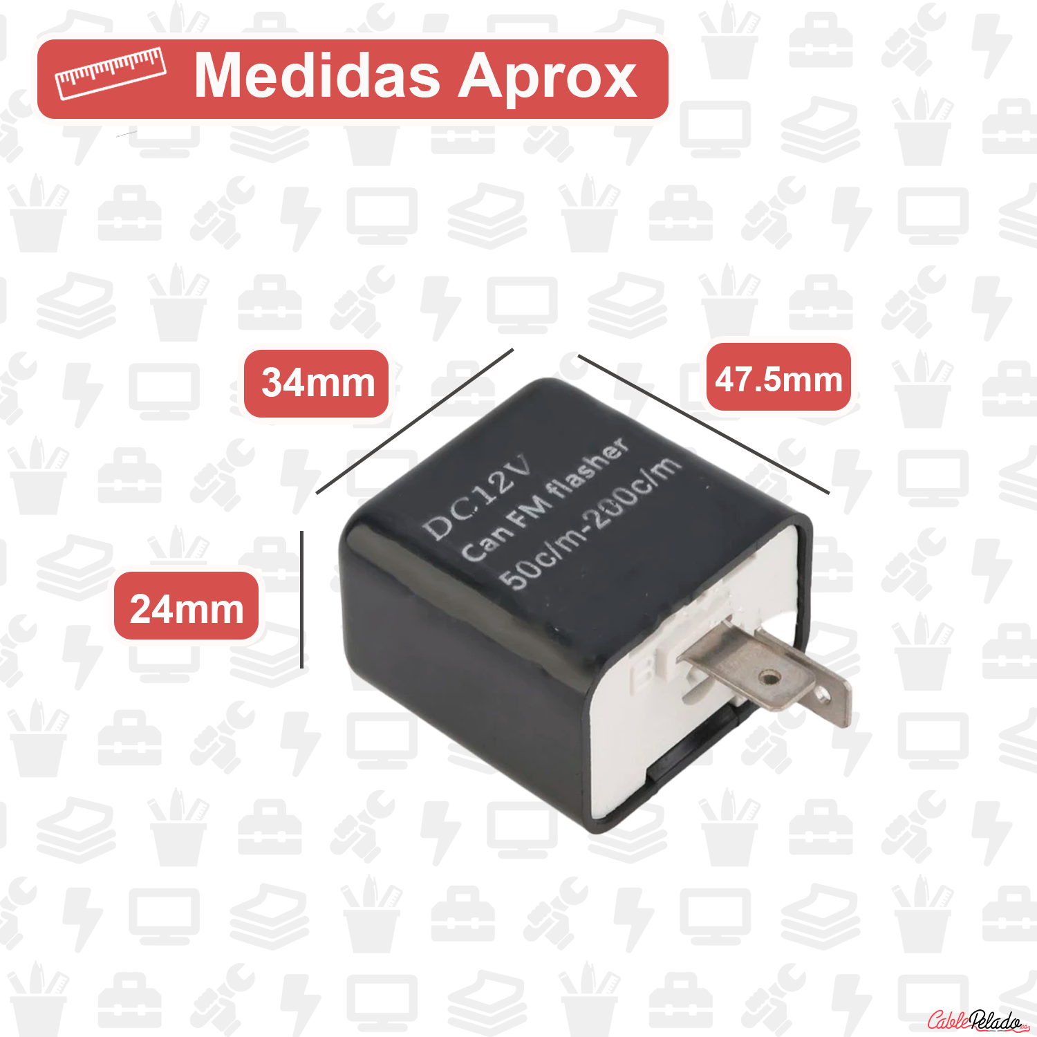 Rele Moto Intermitente De 2 Pines Indicador De Señal De Giro 12 V  Negro 10 A