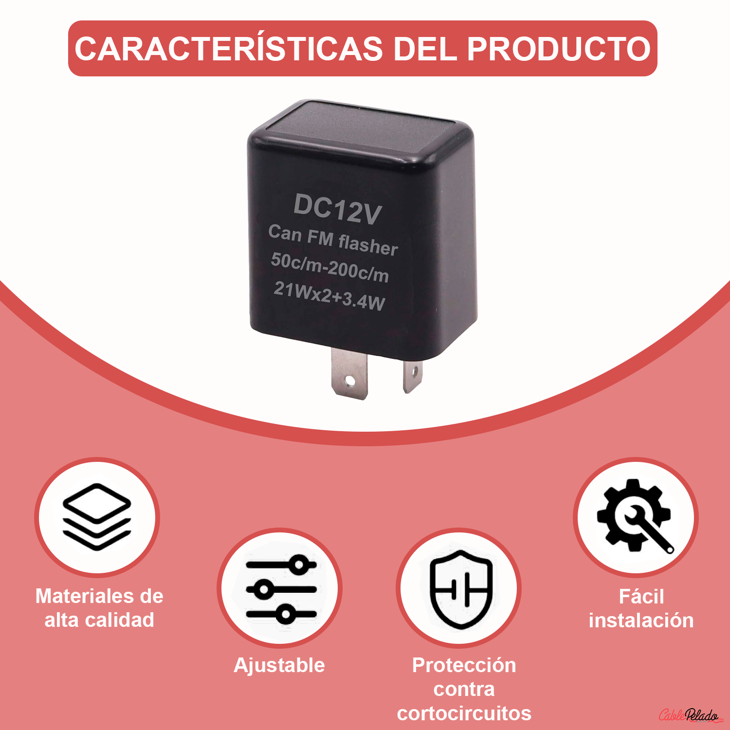 Rele Moto Intermitente De 2 Pines Indicador De Señal De Giro 12 V  Negro 10 A