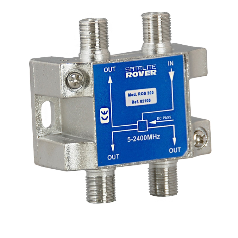 Repartidor de 3 salidas con conector F 2300 MHz  Gris