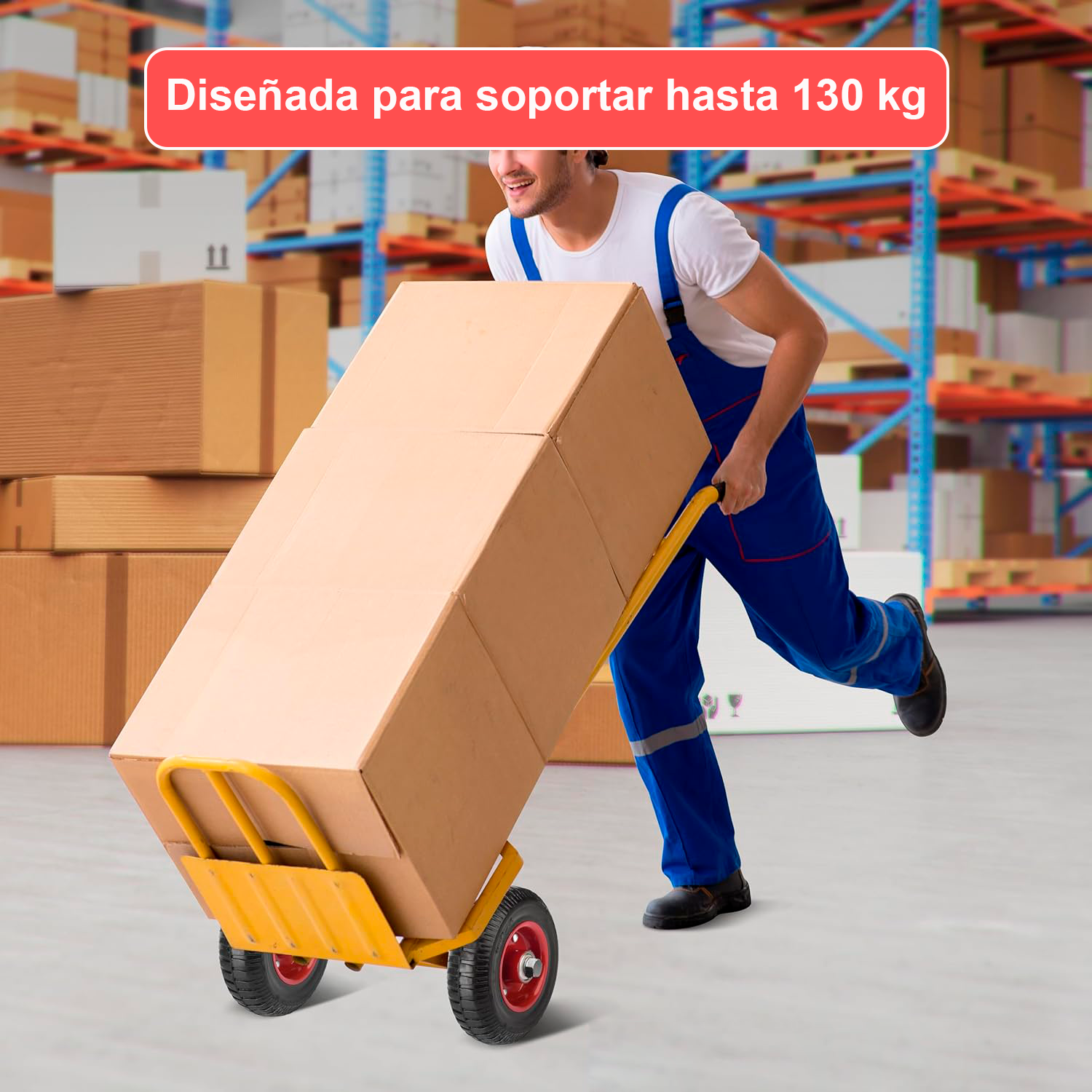 Rueda neumatica con tacos de carretilla 130 Kg Negro 125 mm Negro