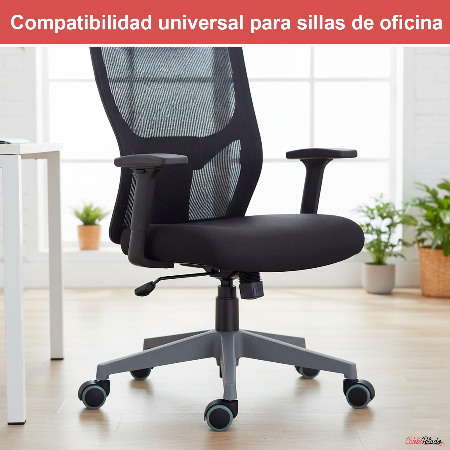 Rueda silla oficina pivotante sin freno 50 mm (5 uds)  Gris