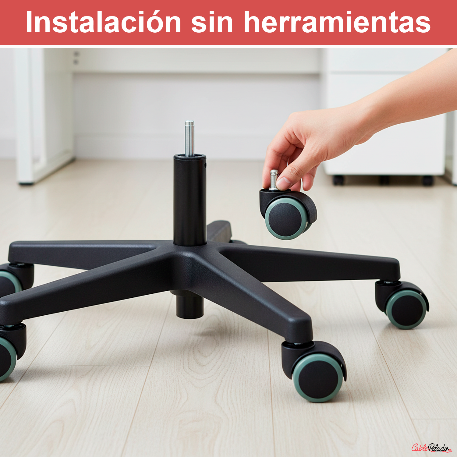 Rueda silla oficina pivotante sin freno 50 mm (5 uds)  Gris