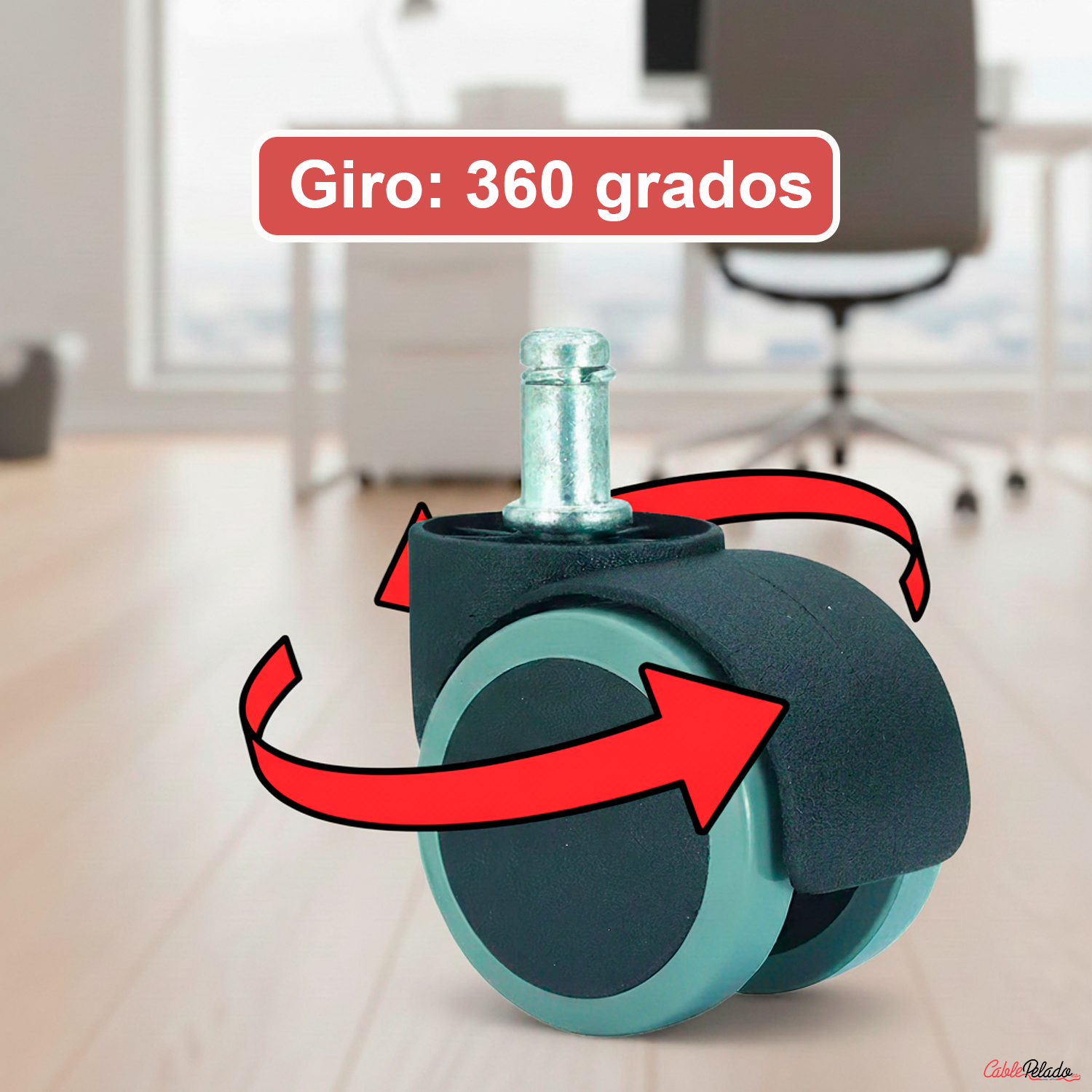 Rueda silla oficina pivotante sin freno 50 mm (5 uds)  Gris