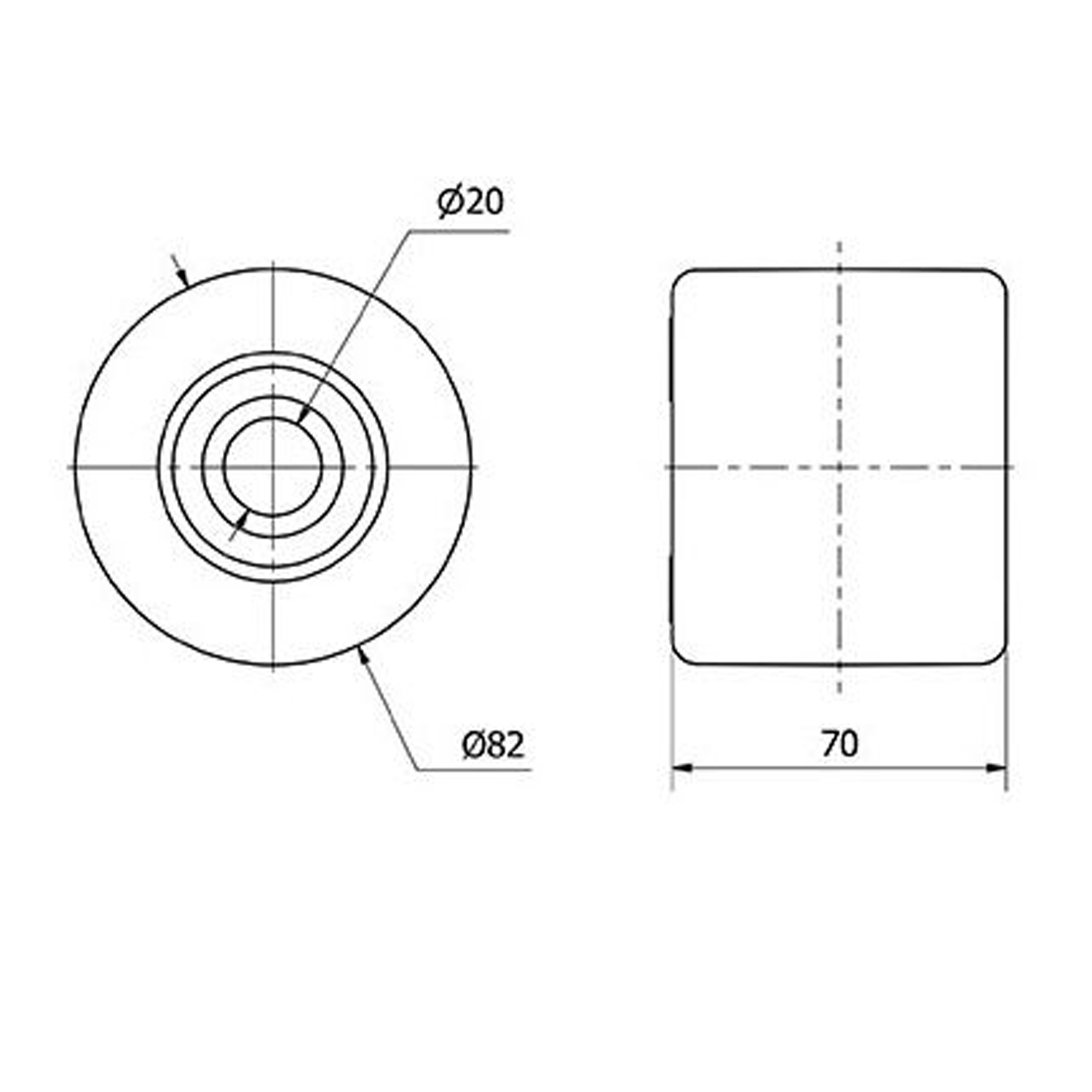 Rueda transpaleta rodillo nylon 82x60 mm 650 Kg  Blanco
