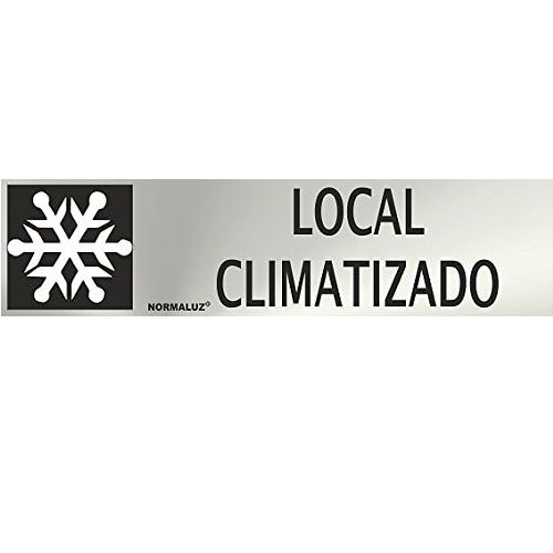 Señal adhesiva Local Climatizado Acero inoxidable 5x20 cm  Gris