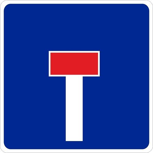 Señal Vial Calzada Sin Salida Metalica Termolacada 50 cm  Azul