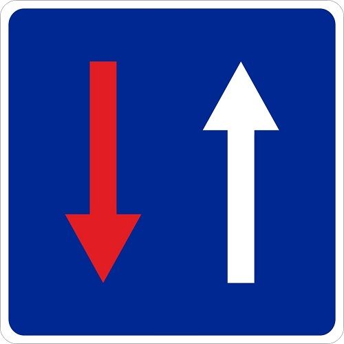 Señal Vial Paso Preferente Metalica Termolacada 50 cm  Azul