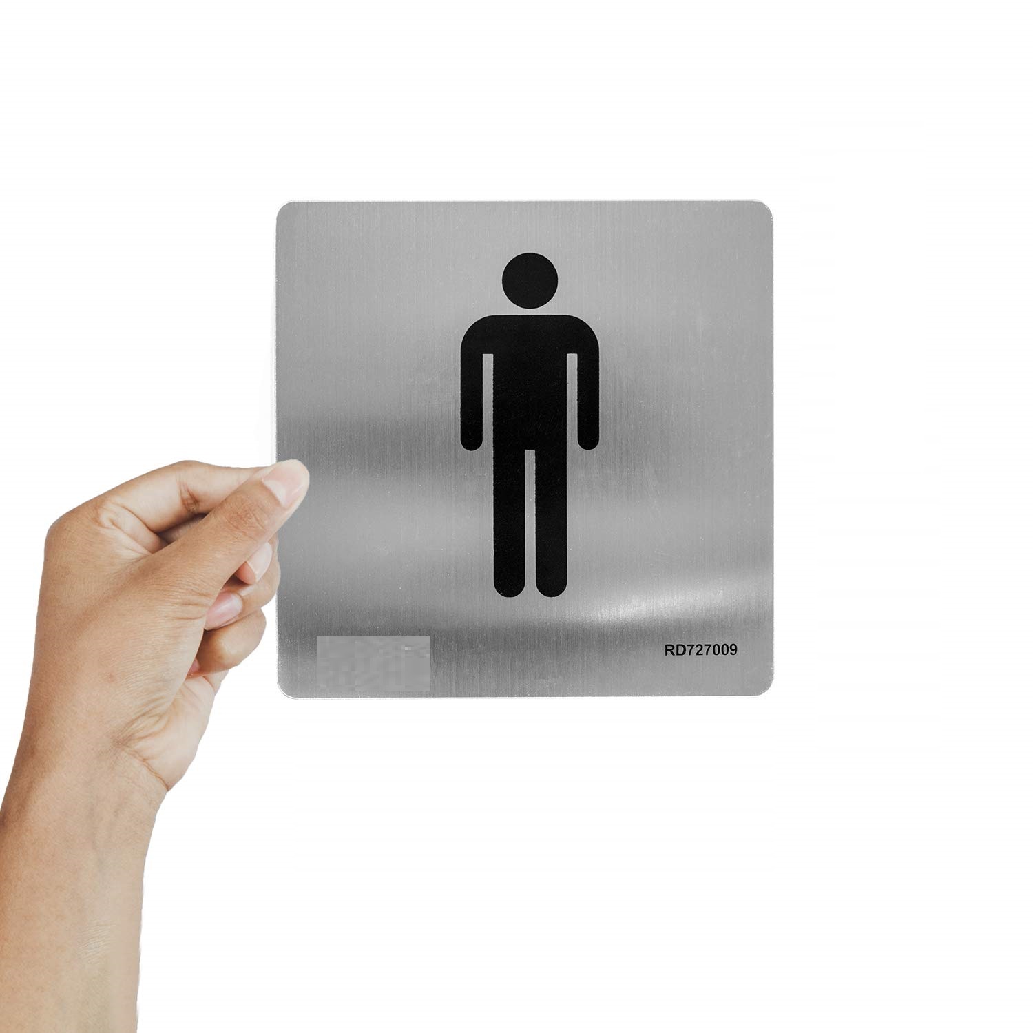 Señal adhesiva Aseos Hombres Acero inoxidable 12x12 cm  Gris