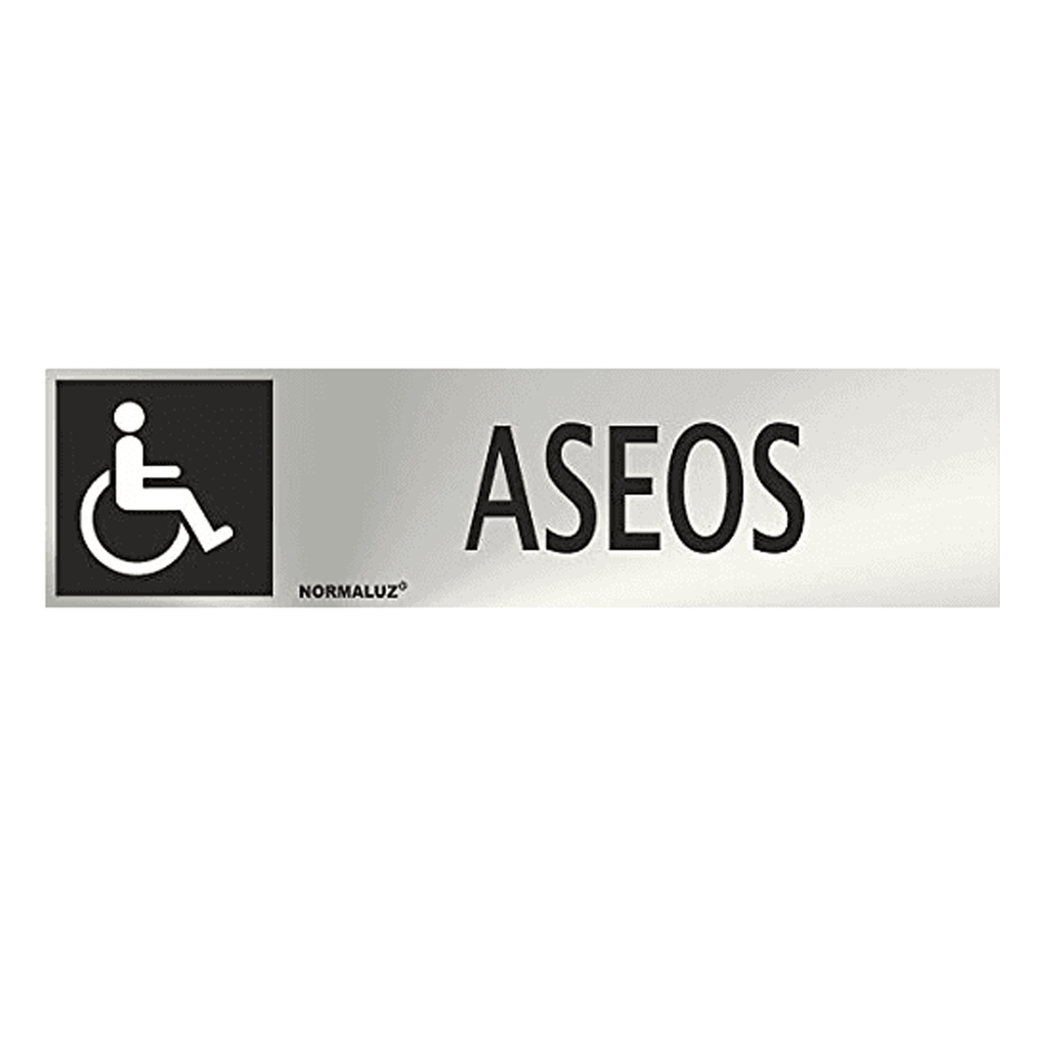 Señal adhesiva Aseos Minusvalidos Acero inoxidable 5x20 cm  Gris