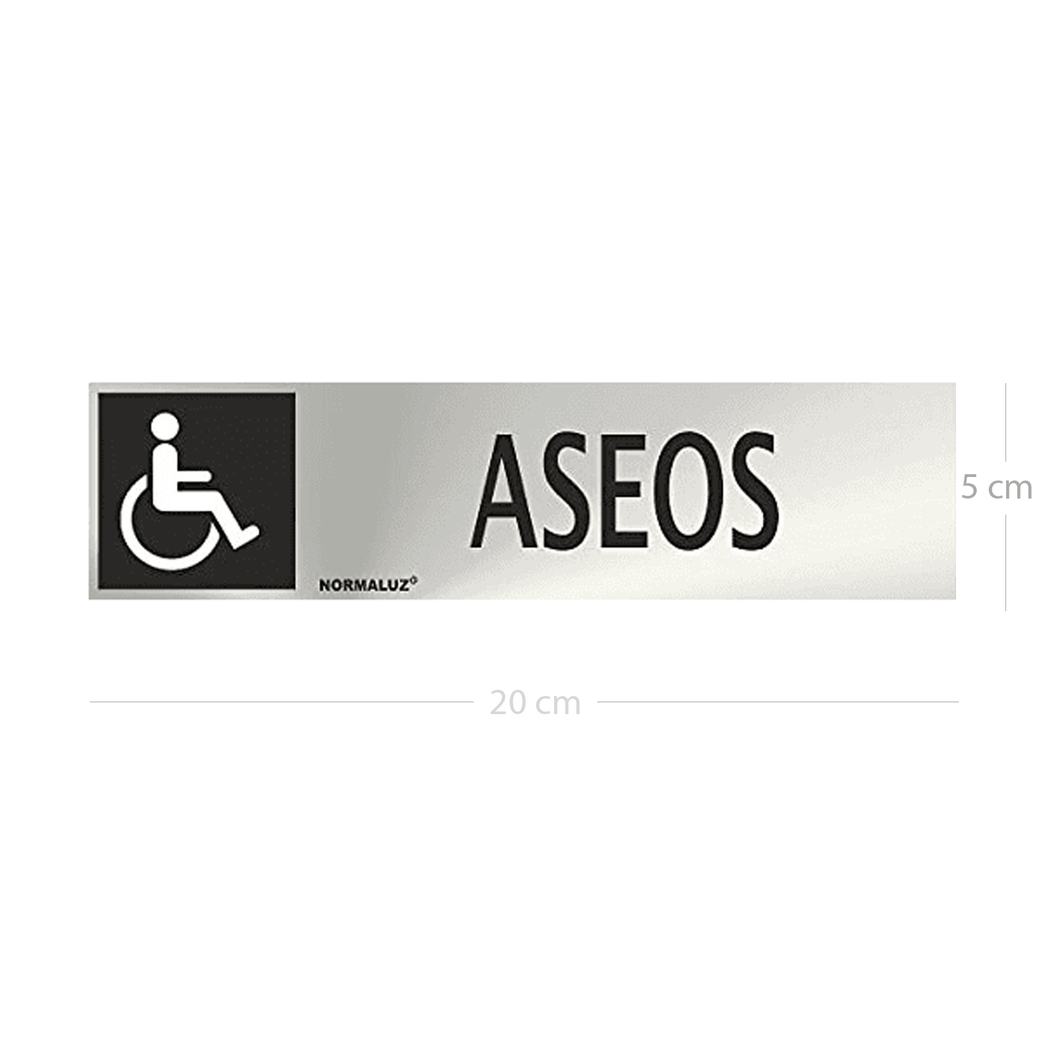 Señal adhesiva Aseos Minusvalidos Acero inoxidable 5x20 cm  Gris