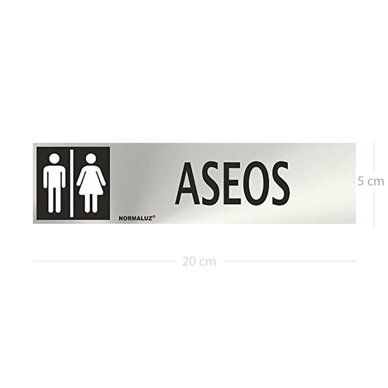 Señal adhesiva Aseos Unisex Acero inoxidable 5x20 cm  Gris