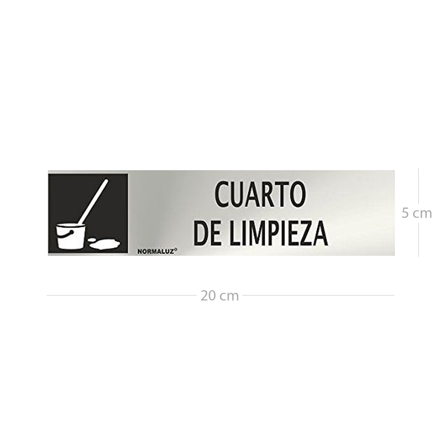 Señal Adhesiva Cuarto De Limpieza Acero inoxidable 5x20 cm  Gris
