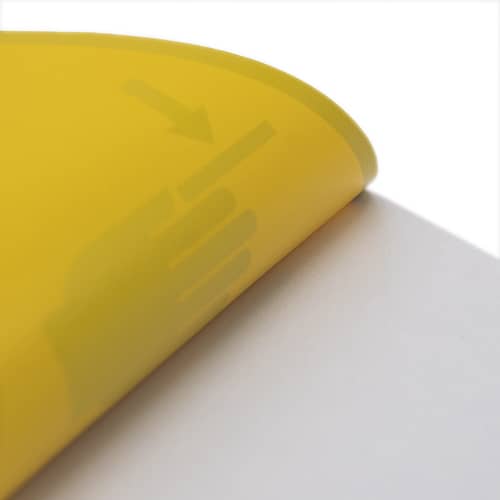 Señal adhesiva peligro atrapamiento 9 cm  Amarillo
