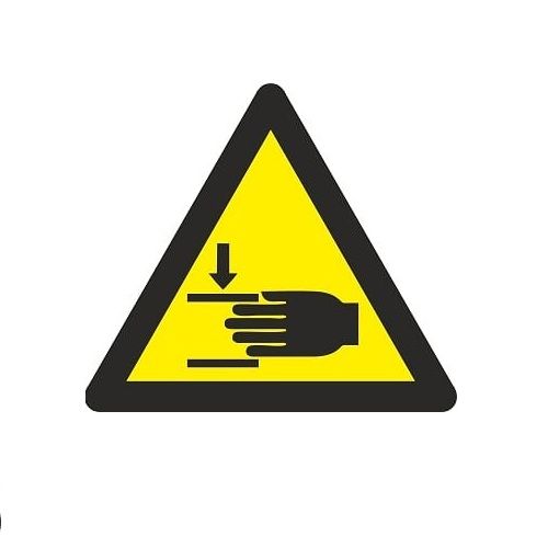 Señal adhesiva peligro atrapamiento 9 cm  Amarillo