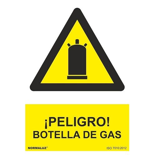 Señal adhesiva Peligro Botella De Gas 10x15 cm  Amarillo
