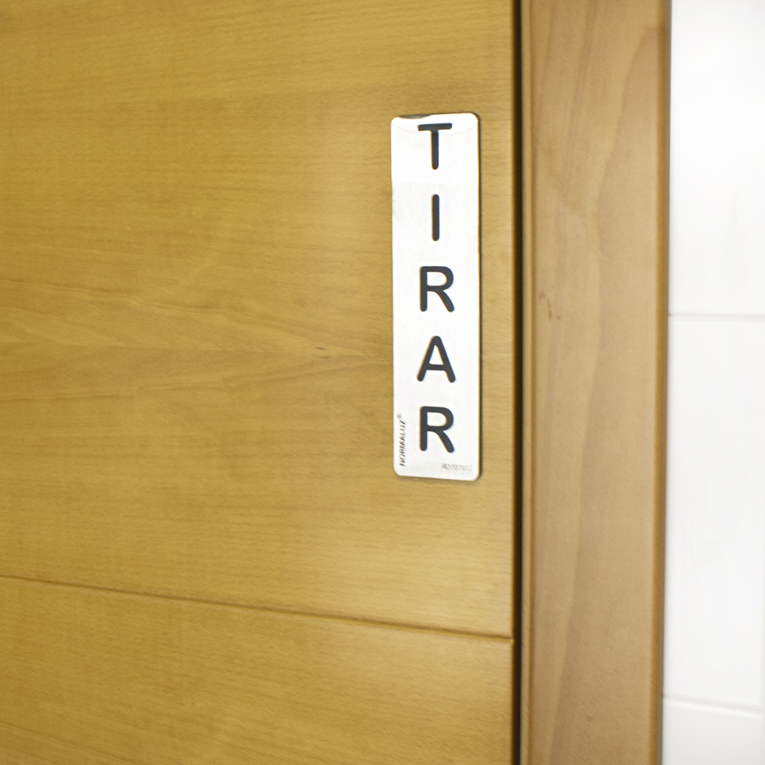 Señal Adhesiva Tirar Acero inoxidable 5x20 cm  Gris