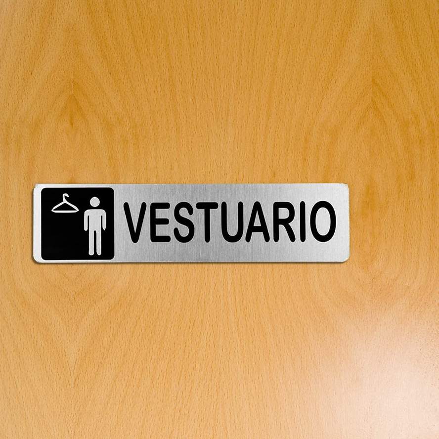 Señal adhesiva Vestuario Masculino Acero inoxidable 5x20 cm  Gris