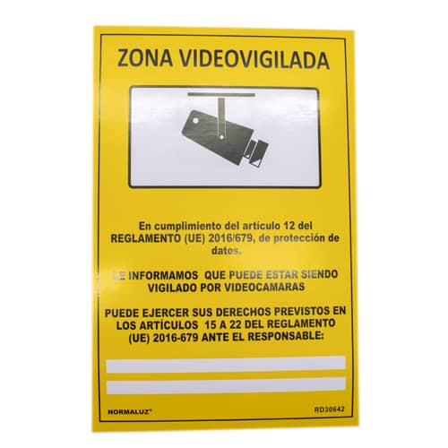 Señal adhesiva zona videovigilada 20x30 cm  Amarillo