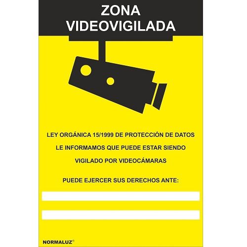Señal adhesiva zona videovigilada 20x30 cm  Amarillo