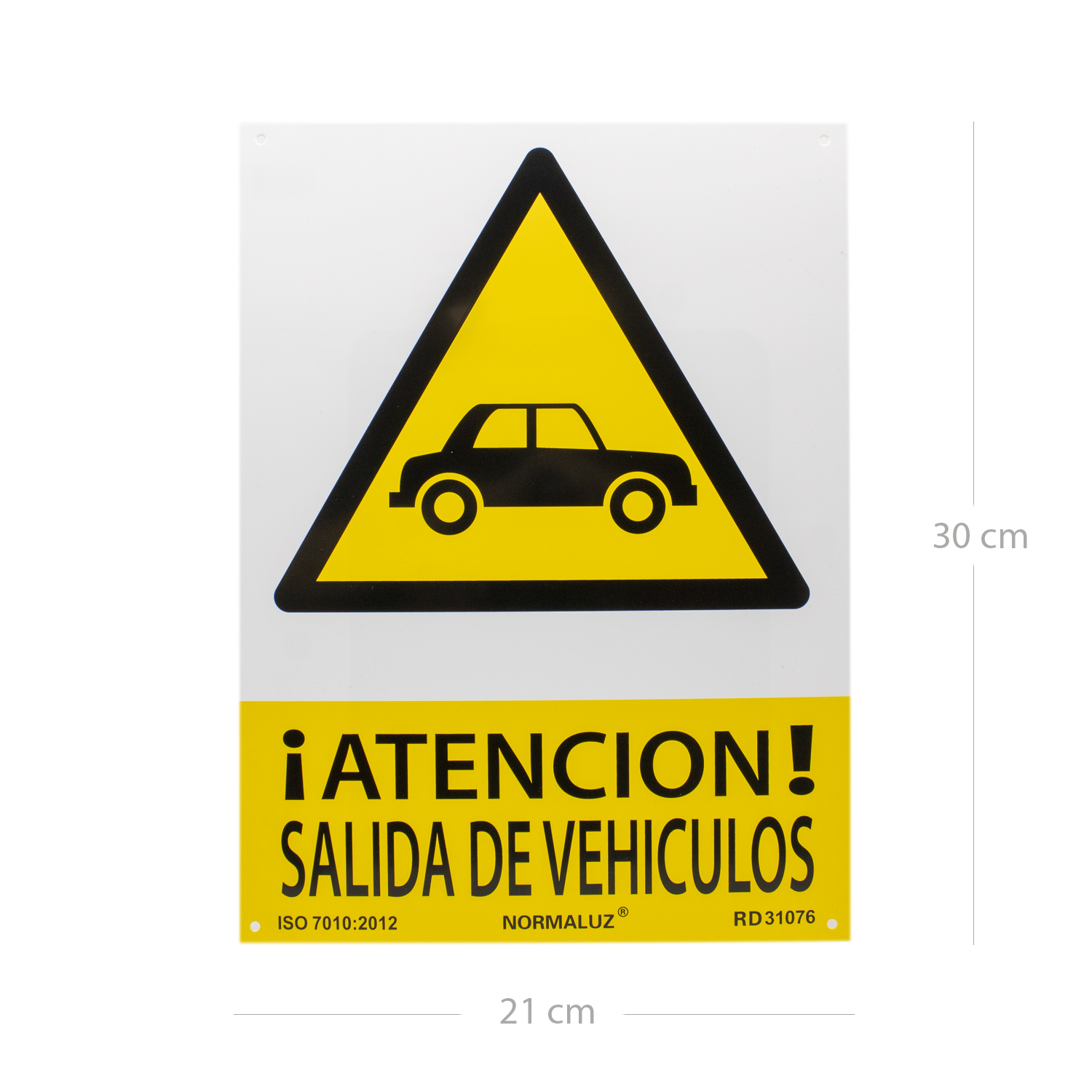 Señal Atencion Salida De Vehiculos PVC 21x30  Amarillo