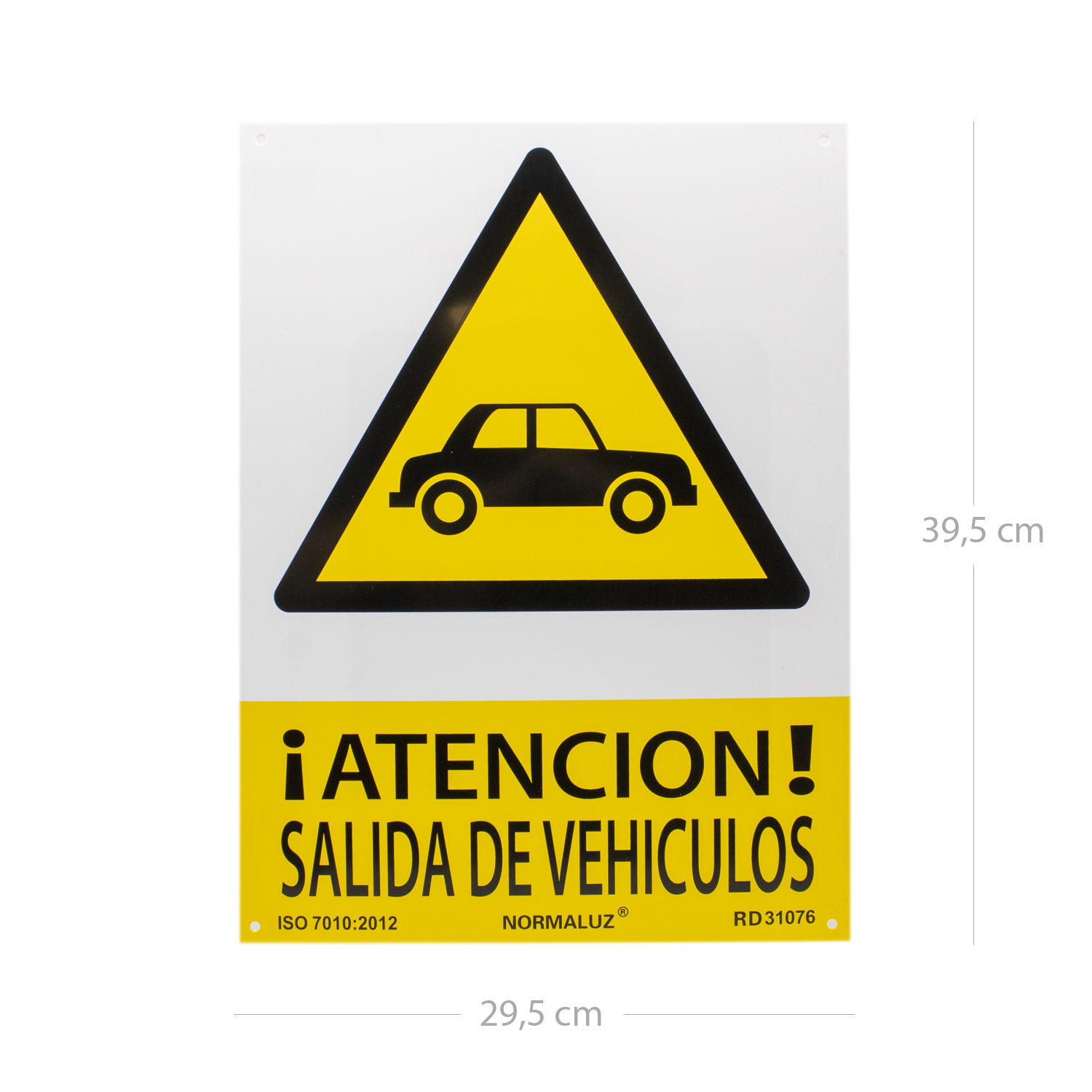 Señal Atencion Salida De Vehiculos PVC 40x30 cm  Amarillo