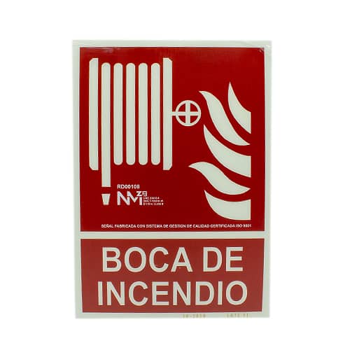 Señal boca de incendio homologada PVC 21x30cm  Rojo