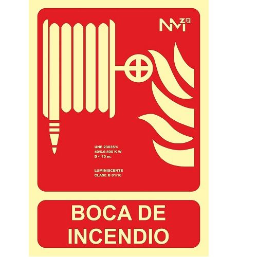 Señal boca de incendio homologada PVC 21x30cm  Rojo