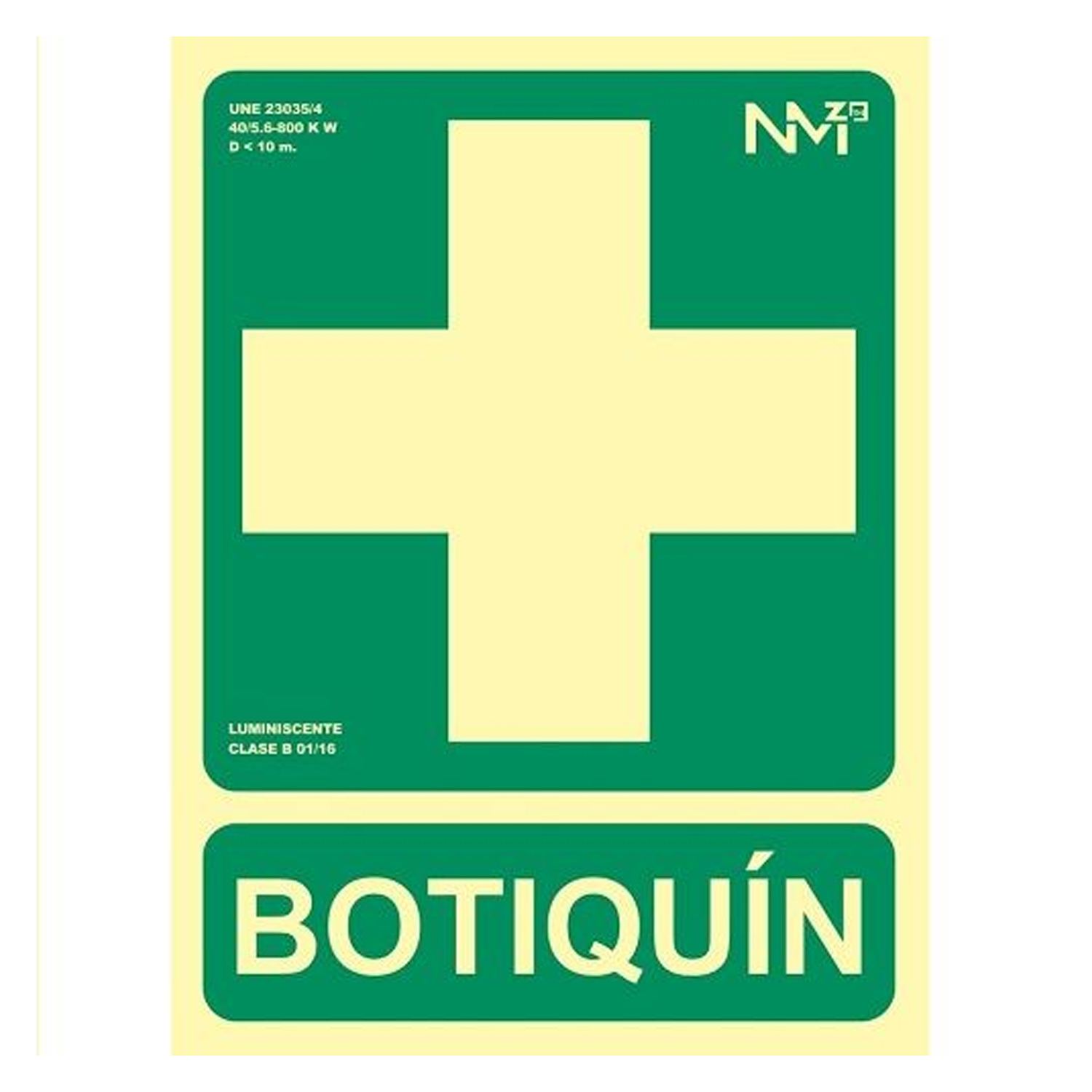 Señal Botiquin  PVC 22.4 x 30cm  Verde