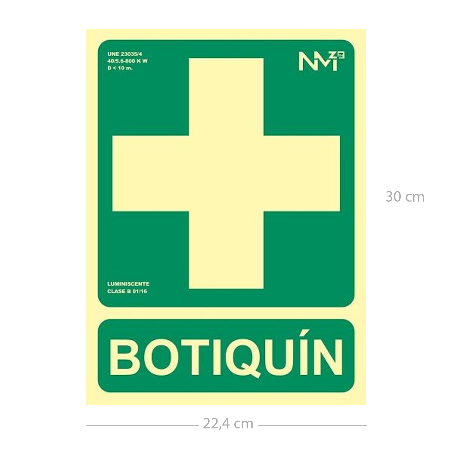 Señal Botiquin  PVC 22.4 x 30cm  Verde