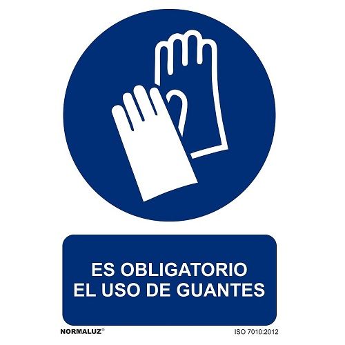 Señal Es Obligatorio El Uso de Guantes Aluminio 21x30cm  Azul