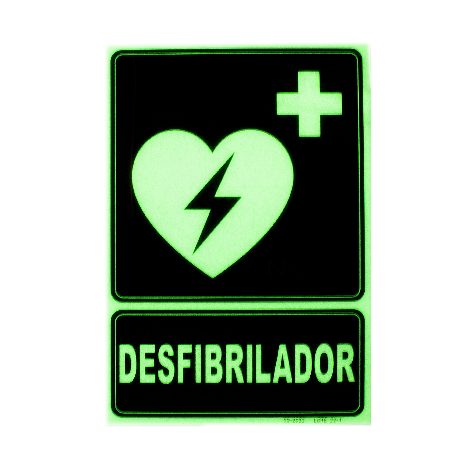 Señal Luminiscente DesfibriLador PVC 22.4x30 cm  Verde