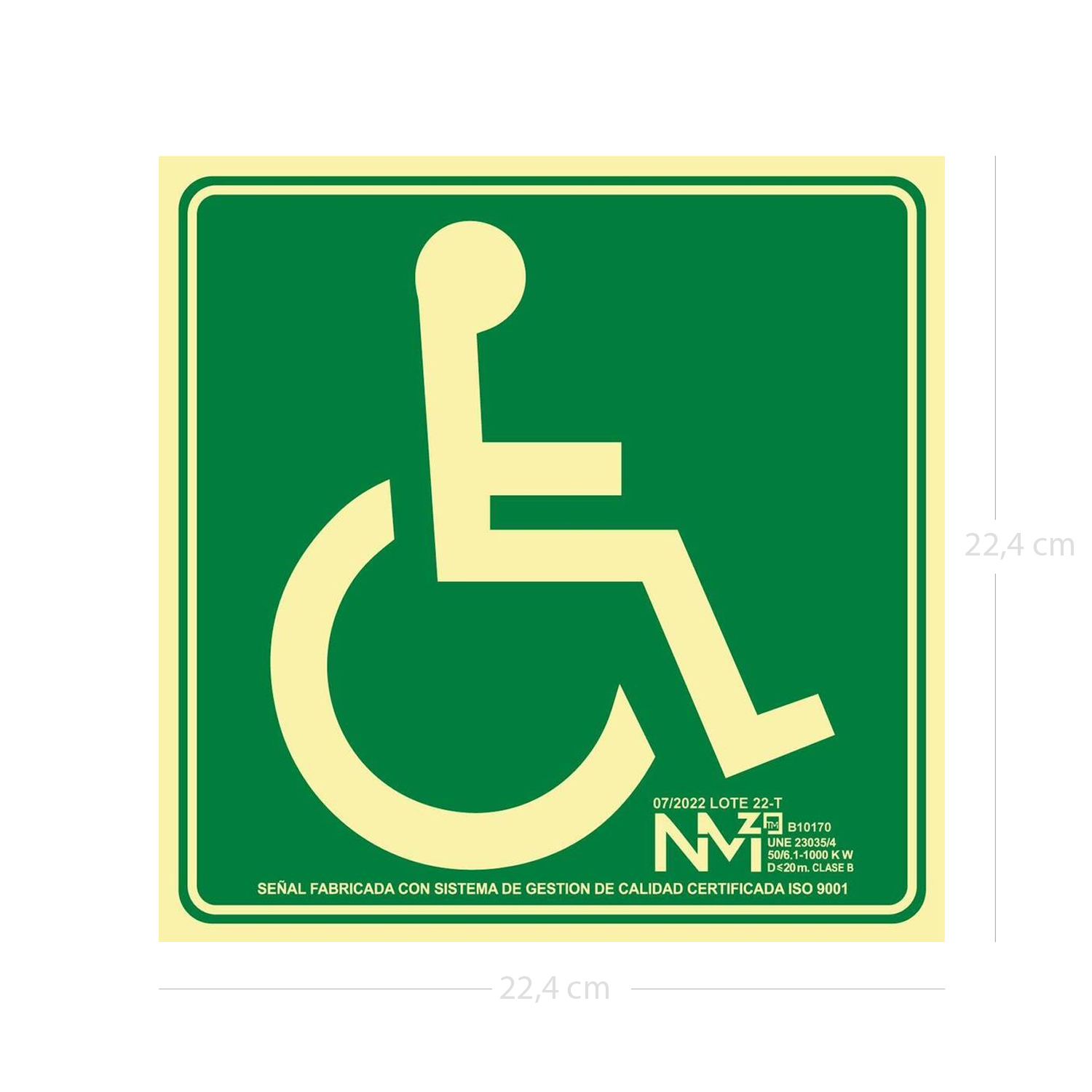 Señal Minusvalidos PVC 22.4 x 22.4cm  Verde