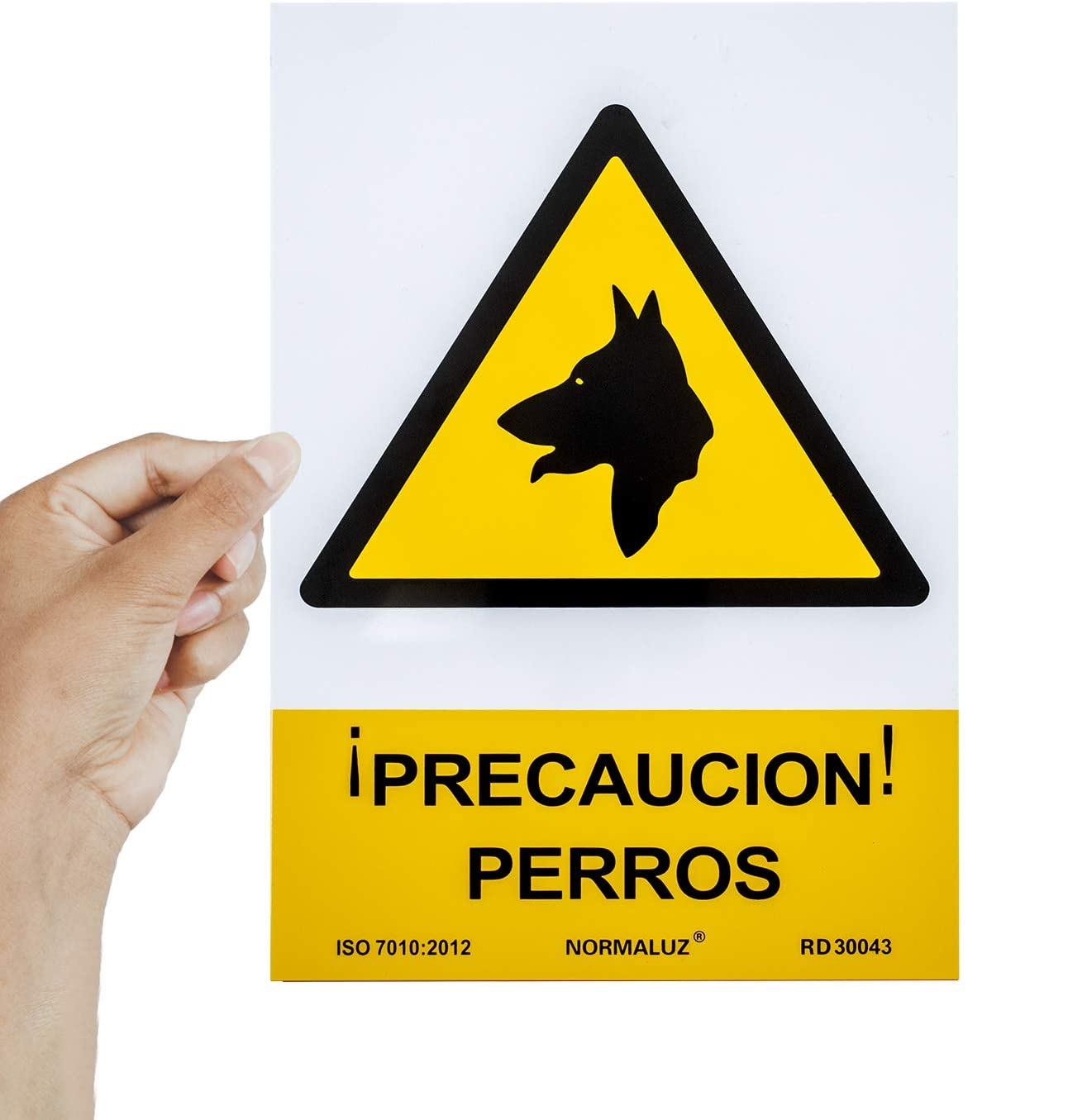 Señal precaucion perros aluminio 21x30cm  Amarillo