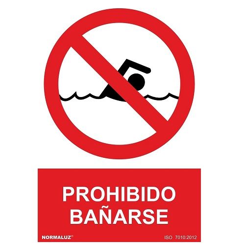 Señal Prohibido Bañarse PVC 30x40cm  Rojo
