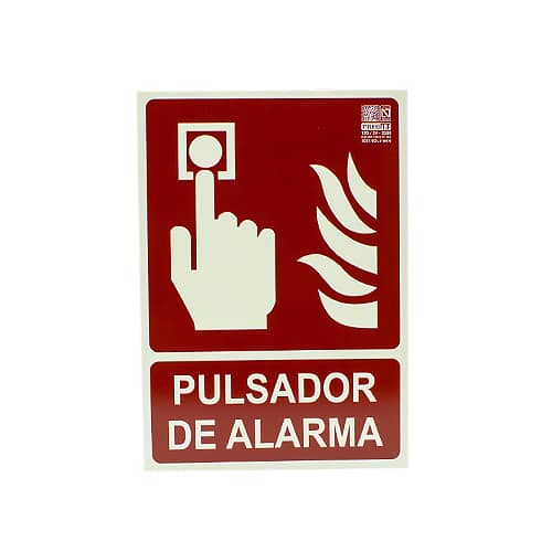 Señal pulsador alarma homologada PVC 21x30cm  Rojo