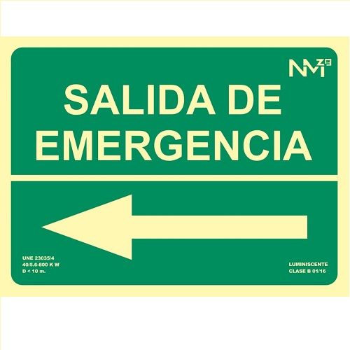 Señal Salida De Emergencia Izquierda PVC 21x 29.7cm  Verde