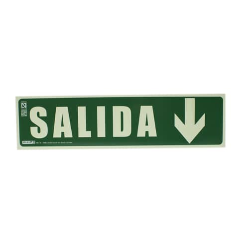 Señal salida flecha abajo PVC 10.5x42 cm  Verde
