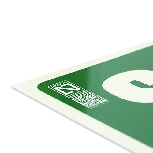 Señal salida flecha abajo PVC 10.5x42 cm  Verde