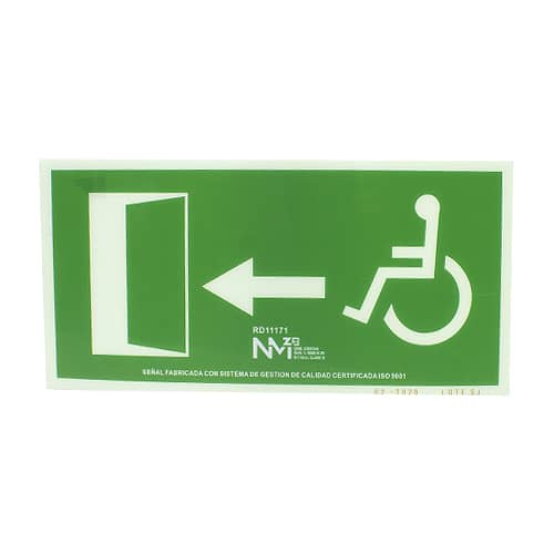 Señal Salida Minusvalidos Izquierda PVC 32x16 cm  Verde