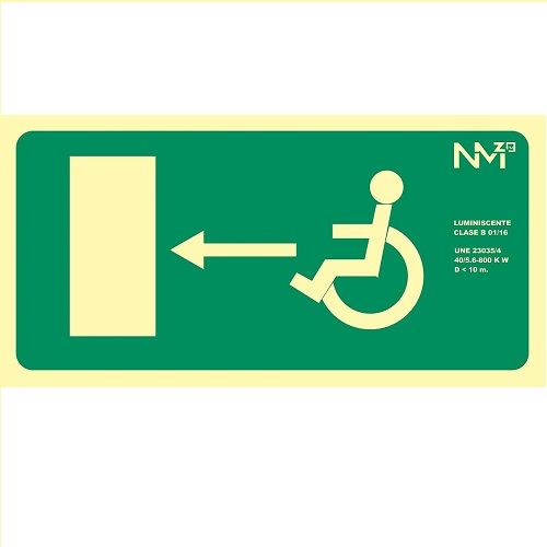Señal Salida Minusvalidos Izquierda PVC 32x16 cm  Verde