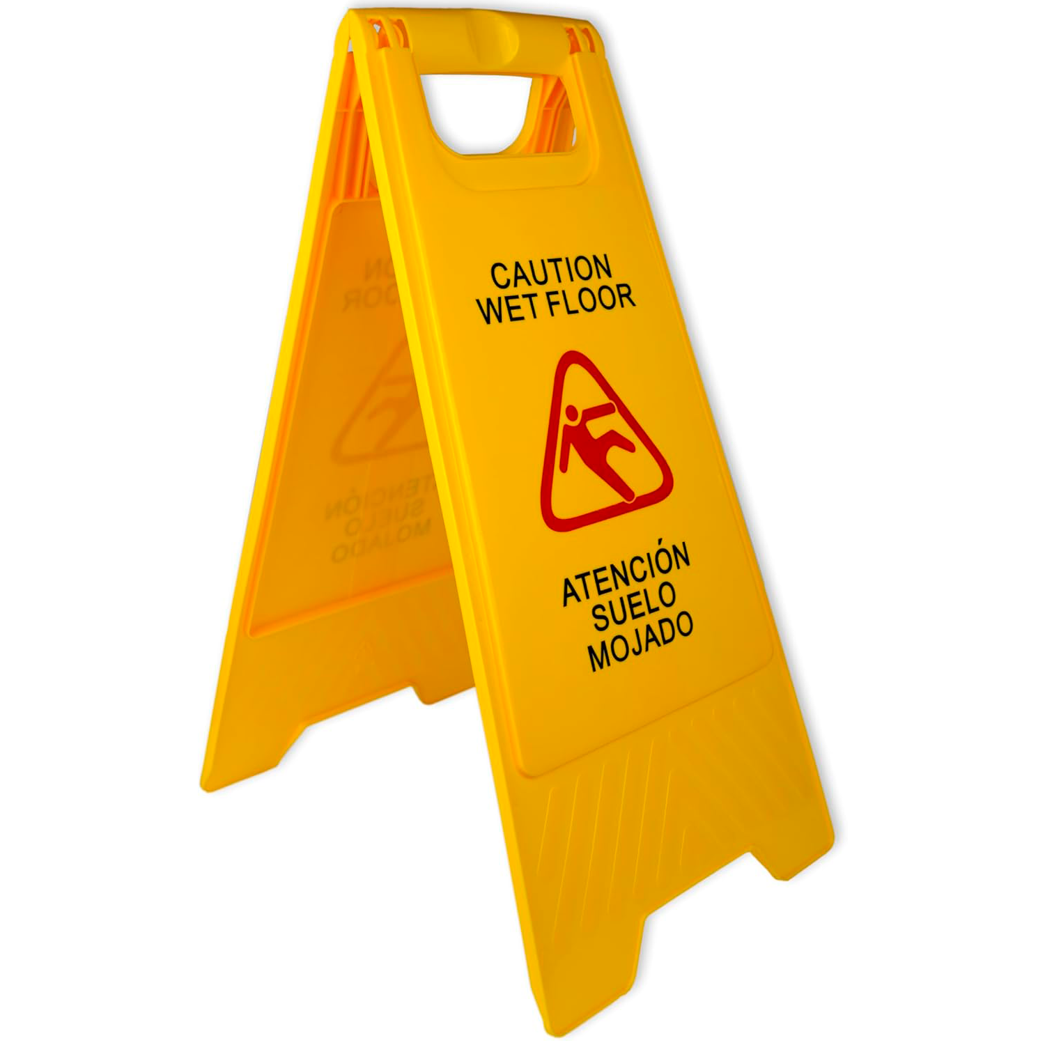 Señal Suelo Mojado Plegable (CASTELLANO-INGLES) 60 cm Amarillo