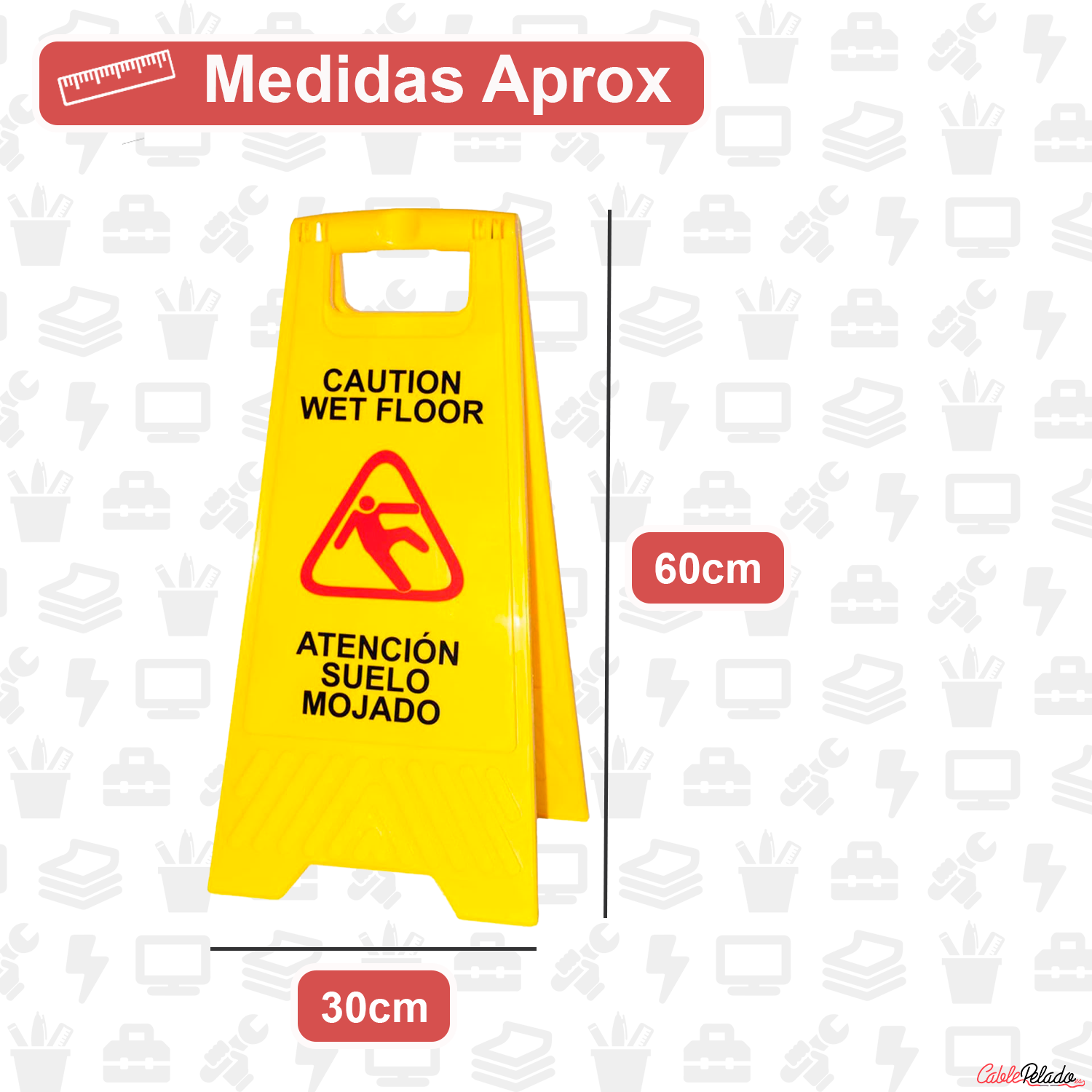 Señal Suelo Mojado Plegable (CASTELLANO-INGLES) 60 cm Amarillo