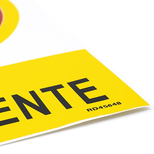 Señal Vado Permanente adhesivo vinilo 15x20cm  Amarillo