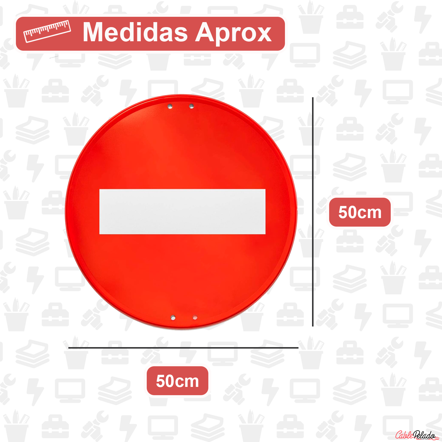 Señal Vial Redonda Prohibido Metalica Termolacada 50 cm  Rojo