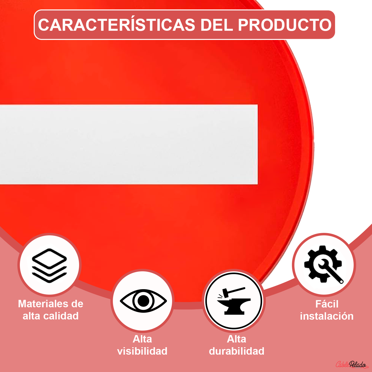Señal Vial Redonda Prohibido Metalica Termolacada 50 cm  Rojo