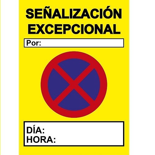 Señal vial Señalizacion Excepcional PVC 50x70 cm  Amarillo