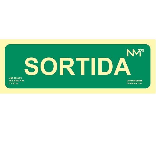 Senyal Luminiscent Sortida PVC 10.5x40.2cm  Verde